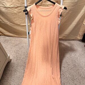 Orange T-shirt midi dress with ruffle sleeves, Size M - Universal Thread Brand.